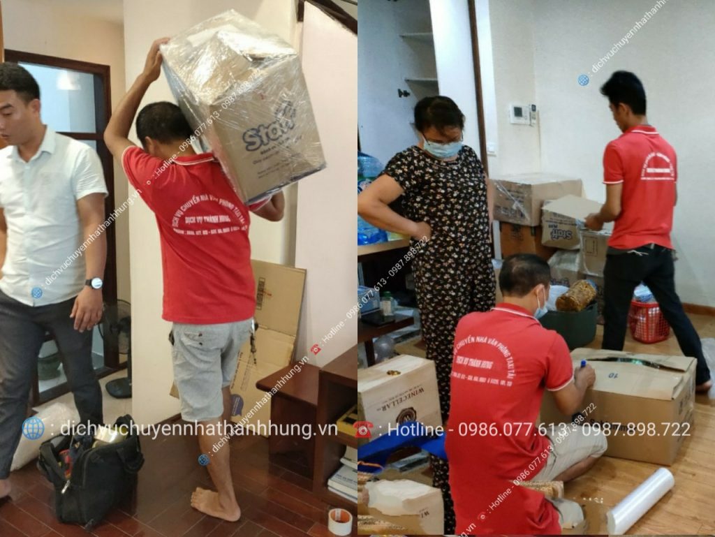 Nhân viên đóng gói đồ đạc chuyển nhà trọn gói quận Bắc Từ Liêm
